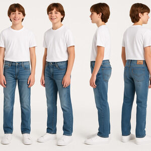 Levis Jeans Boys Size 14 Blue Straight Fit Stretch‎ Denim Classic Casual 26x26